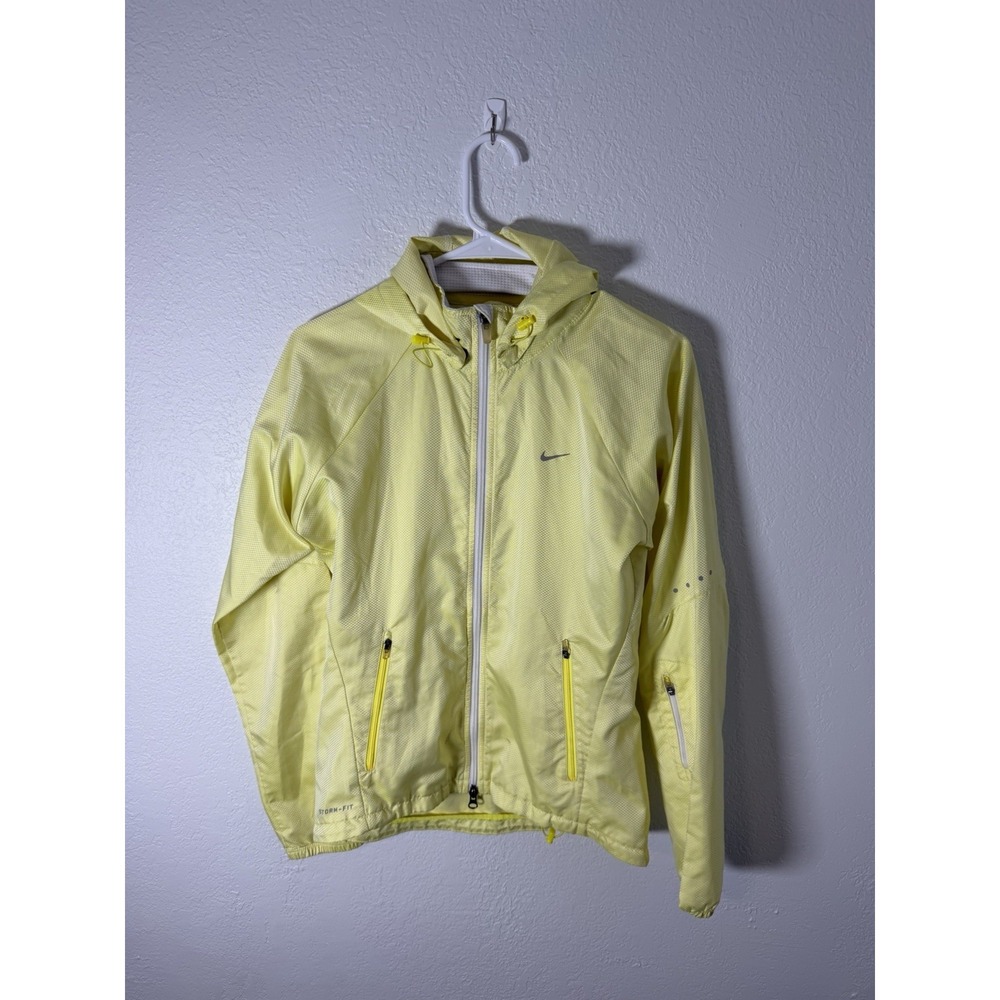 Nike Storm Fit Yellow Hooded Zip Up Windbreaker‎ Jacket 339149-711 Women's XS